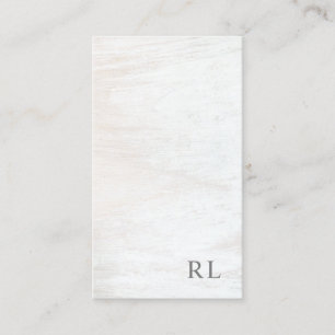 Carte De Visite Monogramme minimaliste chic Bois blanc rustique