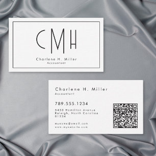 Carte De Visite Monogramme Minimaliste Code QR Moderne Professionn
