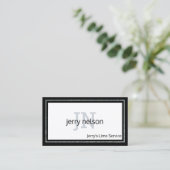 Carte De Visite Monogramme minimaliste de luxe noir et blanc (Debout devant)