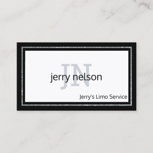 Carte De Visite Monogramme minimaliste de luxe noir et blanc (Devant)