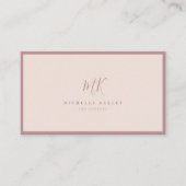 Carte De Visite Monogramme minimaliste de luxe rose rose rose pâle (Devant)
