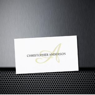 Carte De Visite Monogramme minimaliste élégant consultant blanc