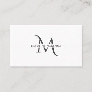 Carte De Visite Monogramme Minimaliste Élégant Noir Blanc Professi