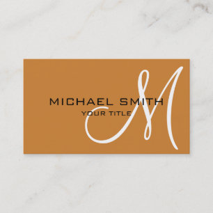 Carte De Visite Monogramme minimaliste en bronze professionnel