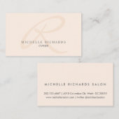 Carte De Visite Monogramme minimaliste épicé rose Whisper (Devant / Derrière)