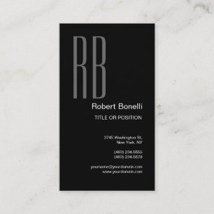 Carte De Visite Monogramme minimaliste gris blanc