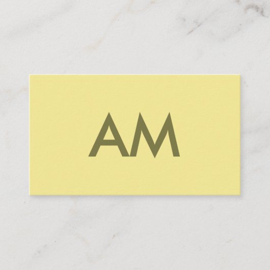 Carte De Visite Monogramme minimaliste jaune (Devant)