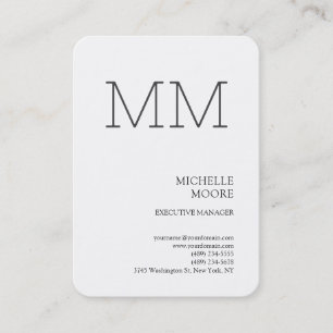 Carte De Visite Monogramme minimaliste moderne blanc clair