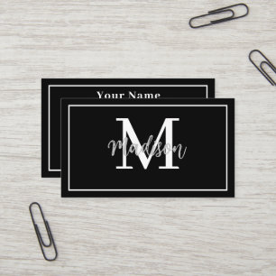Carte De Visite Monogramme minimaliste moderne noir