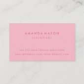 Carte De Visite Monogramme minimaliste rose (Dos)