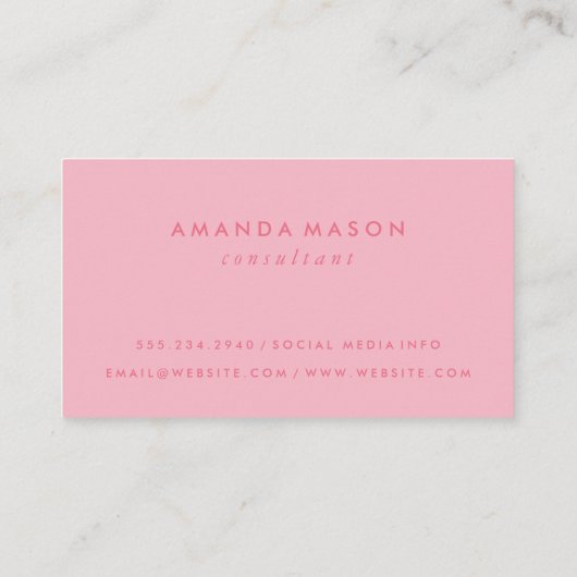 Carte De Visite Monogramme minimaliste rose (Dos)