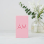 Carte De Visite Monogramme minimaliste rose (Debout devant)