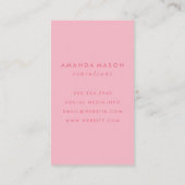 Carte De Visite Monogramme minimaliste rose (Dos)
