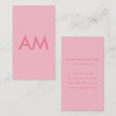 Carte De Visite Monogramme minimaliste rose (Devant / Derrière)