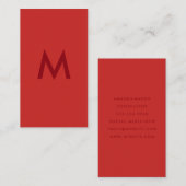 Carte De Visite Monogramme minimaliste rouge (Devant / Derrière)