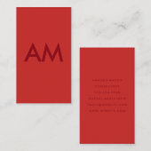 Carte De Visite Monogramme minimaliste rouge (Devant / Derrière)