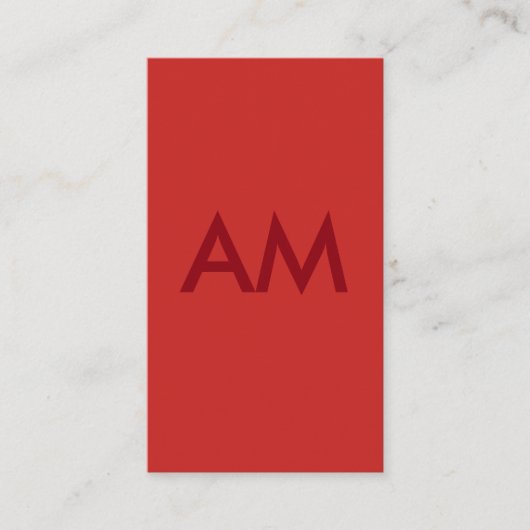 Carte De Visite Monogramme minimaliste rouge (Devant)