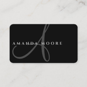 Carte De Visite Monogramme minimaliste simple noir et blanc