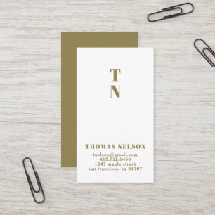 Carte De Visite Monogramme minimaliste simple vert pois