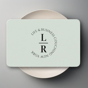 Carte De Visite Monogramme, minimaliste Soft Green Business
