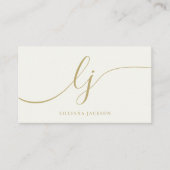 Carte De Visite Monogramme minime de luxe Or ivoire Simple Élégant (Devant)