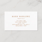 Carte De Visite Monogramme minimum Caramel Brown Cuir Texture (Dos)