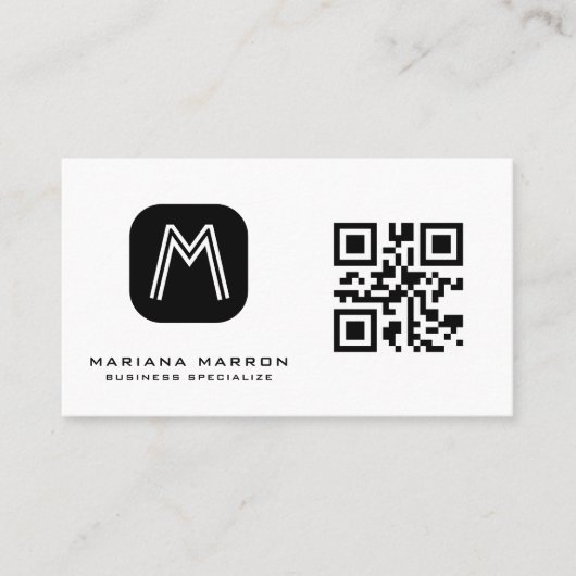 Carte De Visite Monogramme minimum - Code QR personnalisé - Base (Devant)