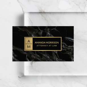 Carte De Visite Monogramme minimum professionnel Marbre noir