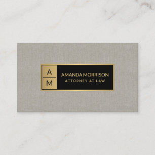 Carte De Visite Monogramme minimum professionnel Or/Tan Linen