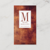 Carte De Visite Monogramme minimum Terracotta Brown Cuir Texture (Devant)