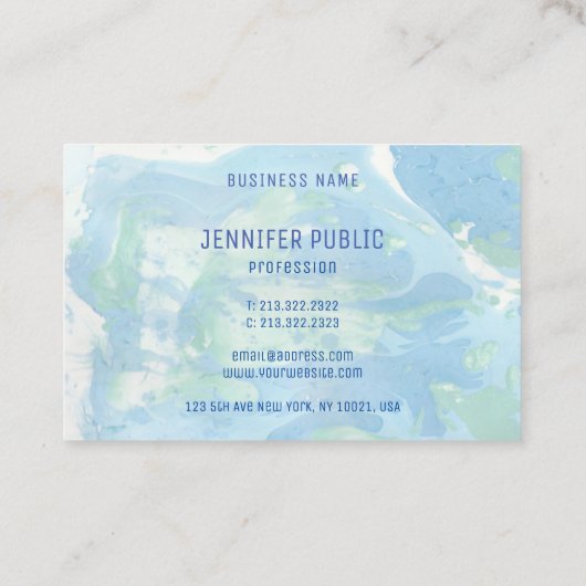 Carte De Visite Monogramme Modèle bleu vert moderne Abstrait (Dos)