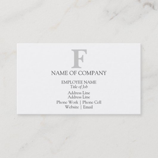 Carte De Visite Monogramme Modèle de conception simple gris-noir (Devant)