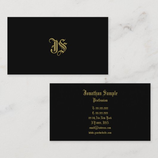 Carte De Visite Monogramme Modèle Élégant Classique Style ancien (Devant / Derrière)