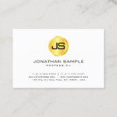 Carte De Visite Monogramme Modèle Gold Look blanc moderne (Dos)