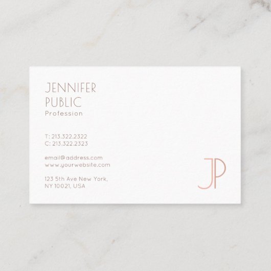 Carte De Visite Monogramme Modèle Moderne Élégant Design simple (Dos)