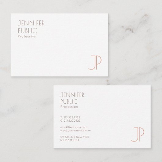 Carte De Visite Monogramme Modèle Moderne Élégant Design simple (Devant / Derrière)