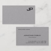 Carte De Visite Monogramme Modèle Moderne Élégant Gris Professionn (Devant / Derrière)