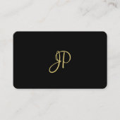 Carte De Visite Monogramme Modèle Moderne Élégant Noir Or (Devant)