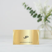 Carte De Visite Monogramme Modèle moderne Glamour Faux Gold (Debout devant)