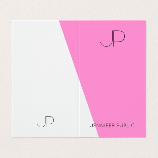 Carte De Visite Monogramme Modèle moderne violet rose (Extérieur déplié)