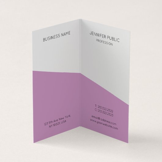 Carte De Visite Monogramme Modèle moderne violet rose (Intérieur)