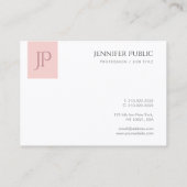 Carte De Visite Monogramme Modèle simple rose rose blanc élégant (Dos)