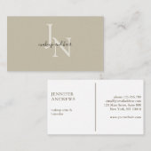 Carte De Visite monogramme moderne (Devant / Derrière)