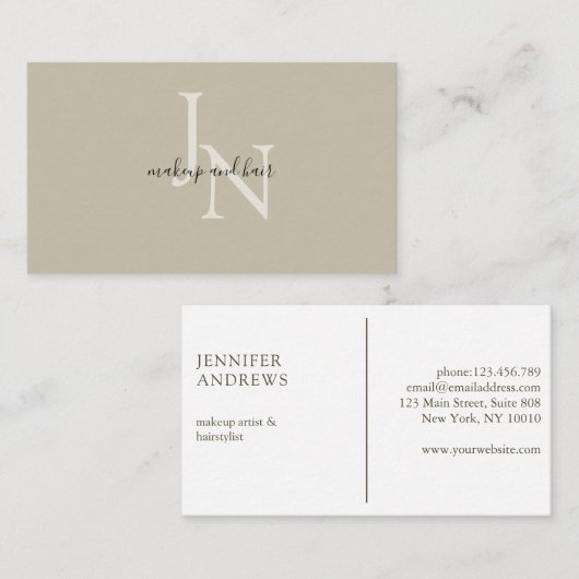 Carte De Visite monogramme moderne (Devant / Derrière)