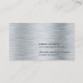 Carte De Visite Monogramme moderne | Arrière - plan brossé métalli (Dos)