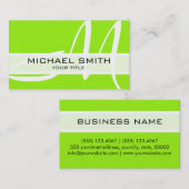 Carte De Visite Monogramme Moderne Arrière - plan de chaux (Devant / Derrière)