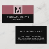 Carte De Visite Monogramme moderne Arrière - plan de puce noire et (Devant / Derrière)