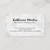 Carte De Visite Monogramme moderne | Arrière - plan Texture blanch (Dos)