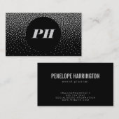 Carte De Visite Monogramme moderne avec Confetti élégant (Devant / Derrière)