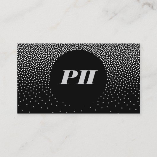 Carte De Visite Monogramme moderne avec Confetti élégant (Devant)
